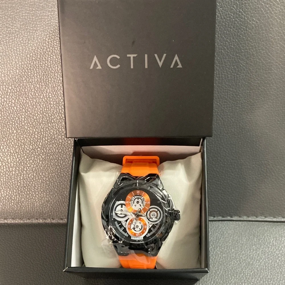 Activa Men's Watch - 44mm Case - Orange Band (ACW9349-001)